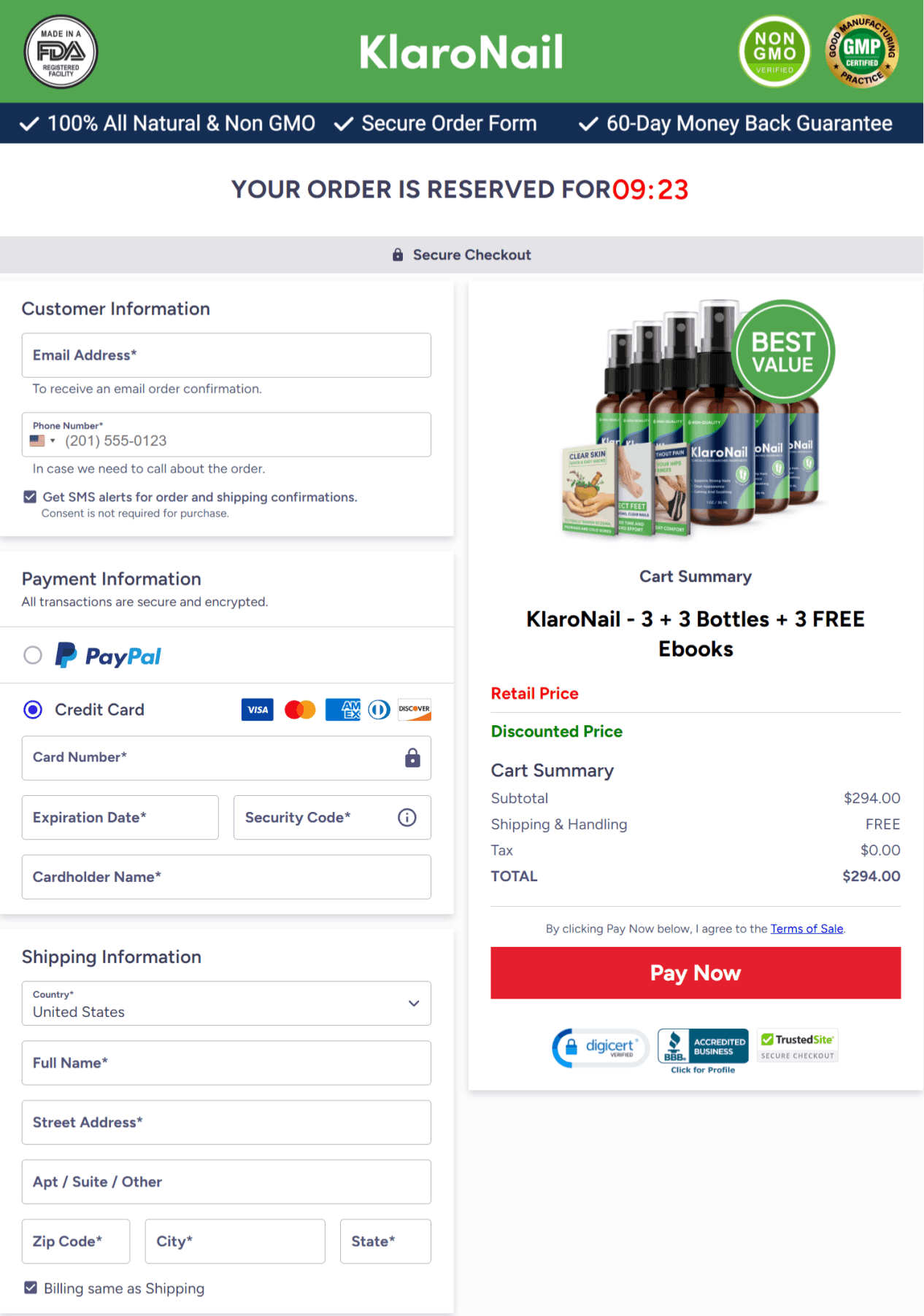 klaronail secure checkout